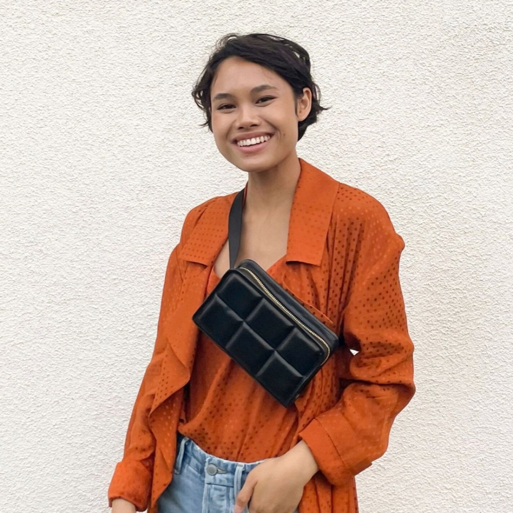 New Amanda Uprichard Belt Bag in Black Vegan Leather